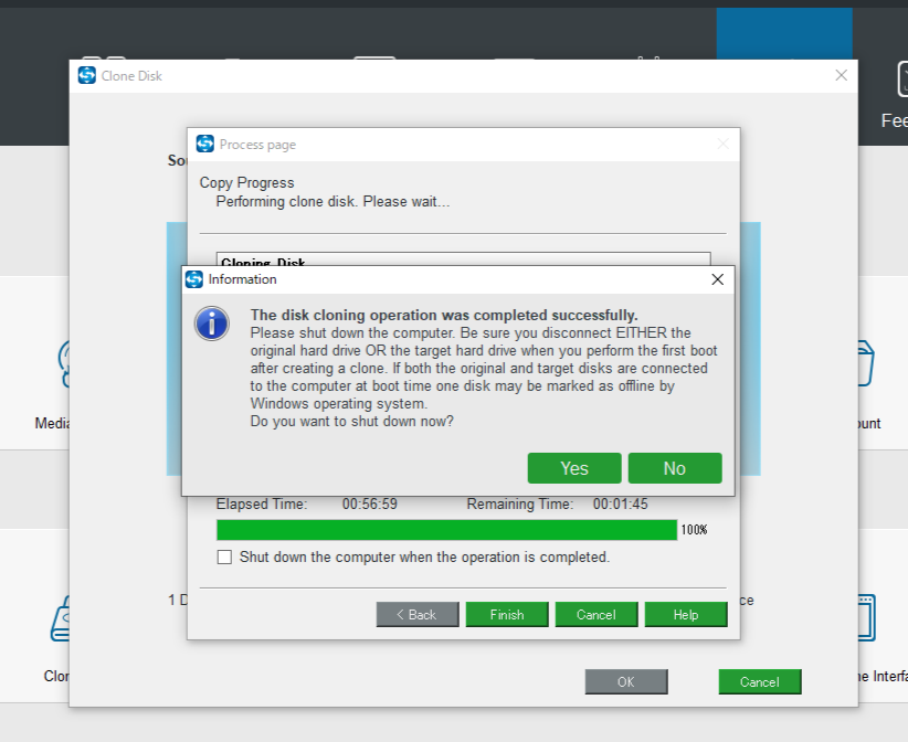 クローン化終了画面