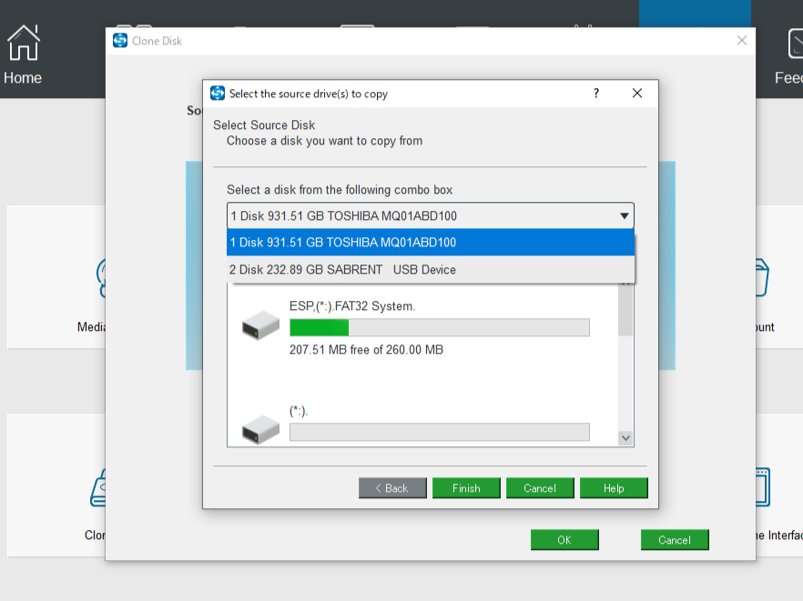 ソースディスク指定画面